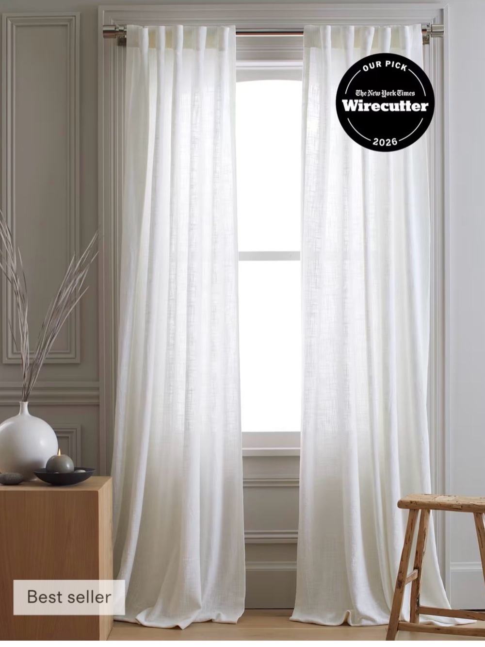 Quince Luxe Curtains Sheers White 48x96  (set of 2) #602